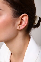 Heliophilia Silver Earcuffburgu Pendiente de Latón con Circón en Oro